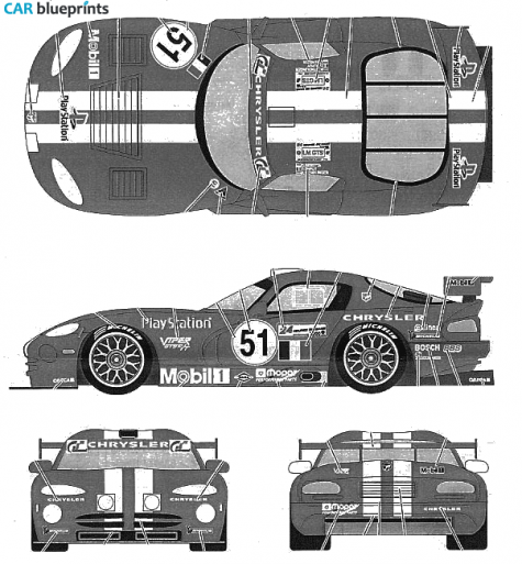 2000 Dodge Viper GTS-R Le Mans Coupe blueprint